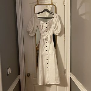 NWT Anthropologie Blue Tassel Off Shoulder Midi Shirtdress